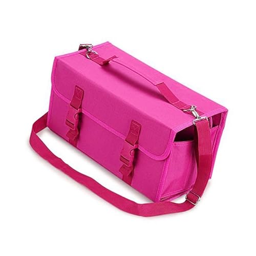 Wegiwuca Marker-Organizer mit 120 Markern, mehrschichtige Reisemarker-Aufbewahrungstasche, Marker-Halter mit Schultergurt, Farbmarker-Organizer, rosarot von Wegiwuca
