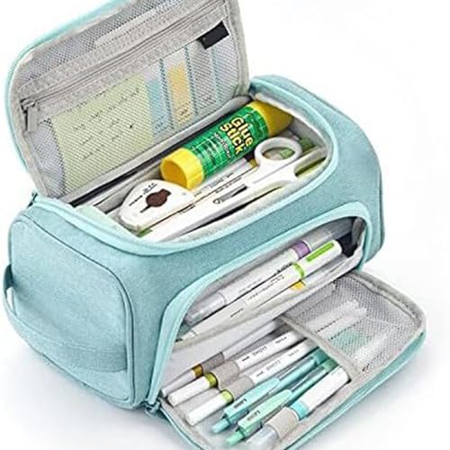 Wegiwuca Mehrzweck-Federmäppchen mit mehreren Fächern, großes Fassungsvermögen, Reise-Federmäppchen für Damen, Mädchen, Studenten, Erwachsene, Stifteetui, hellblau von Wegiwuca