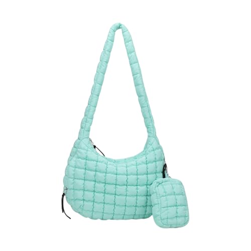 Wegiwuca Modische Puffer-Umhängetasche für Damen, gesteppt, leicht, geräumig, Crossbody-Tasche mit kleinen Reißverschlüssen, Make-up-Geldbörse, groß, gepolsterte Umhängetasche, lichtgrün, One Size Wegiwuca Modische Puffer-Umhängetasche für Damen, gesteppt, leicht, geräumig, Crossbody-Tasche mit kleinen Reißverschlüssen, Make-up-Geldbörse, groß, gepolsterte Umhängetasche, lichtgrün, One Size von Wegiwuca