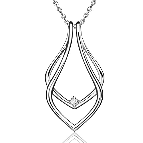 Wegiwuca Silber Geometrische Halskette Verlobungsring Keeper Schmuckgeschenke Für Frauen Frau Freundin Ringhalter Krankenschwester Gold Silber Sichere Halskette Kette von Wegiwuca