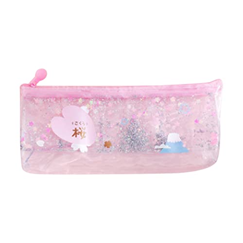 Wegiwuca Tragbarer Reißverschluss-Bleistift für Etui, multifunktionale Make-up-Tasche aus PVC, für Reisen, Kosmetik, Schreibwaren, kleines C-Reißverschluss, großes Federmäppchen für Mädchen, Jungen von Wegiwuca