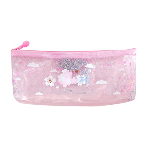 Wegiwuca Tragbarer Reißverschluss-Bleistift für Etui, multifunktionale Make-up-Tasche aus PVC, für Reisen, Kosmetik, Schreibwaren, kleines C-Reißverschluss, großes Federmäppchen für Mädchen, Jungen von Wegiwuca