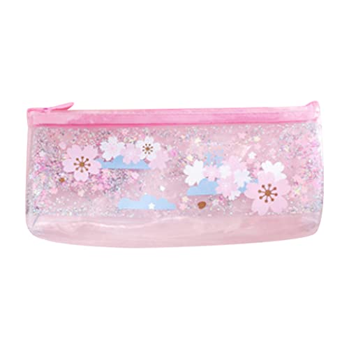 Wegiwuca Tragbarer Reißverschluss-Bleistift für Etui, multifunktionale Make-up-Tasche aus PVC, für Reisen, Kosmetik, Schreibwaren, kleines C-Reißverschluss, großes Federmäppchen für Mädchen, Jungen von Wegiwuca