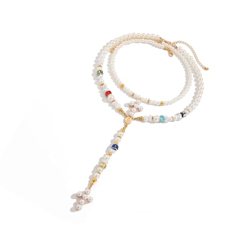 Wegiwuca Vielseitiger Retro Multi Layer Perlen Halskette Einstellbare Verschlusskettenschmuck Ideal Für Gelegenheitsbüro Oder Party Outfits Faux Pearls Halskette Set Für Frauen von Wegiwuca