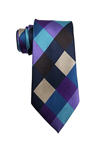 Wehug Herren-Krawatte, klassisch, kariert, Seide, gewebt, Jacquard-Krawatte, für Herren, violett von Wehug