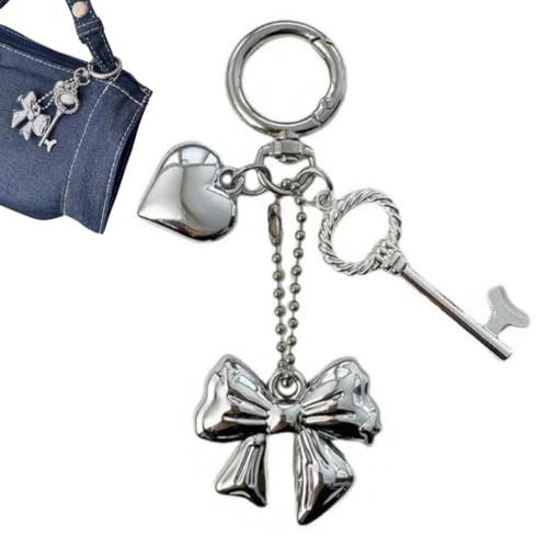 Wei Tech Taschenanhänger mit süßen Charms – virale Taschenanhänger oder Schlüsselanhänger mit Schleife, Herz & Perlen in Silber & Gold, Charm Accessoire für Damen und Kinder Wei Tech Taschenanhänger mit süßen Charms – virale Taschenanhänger oder Schlüsselanhänger mit Schleife, Herz & Perlen in Silber & Gold, Charm Accessoire für Damen und Kinder von Wei Tech
