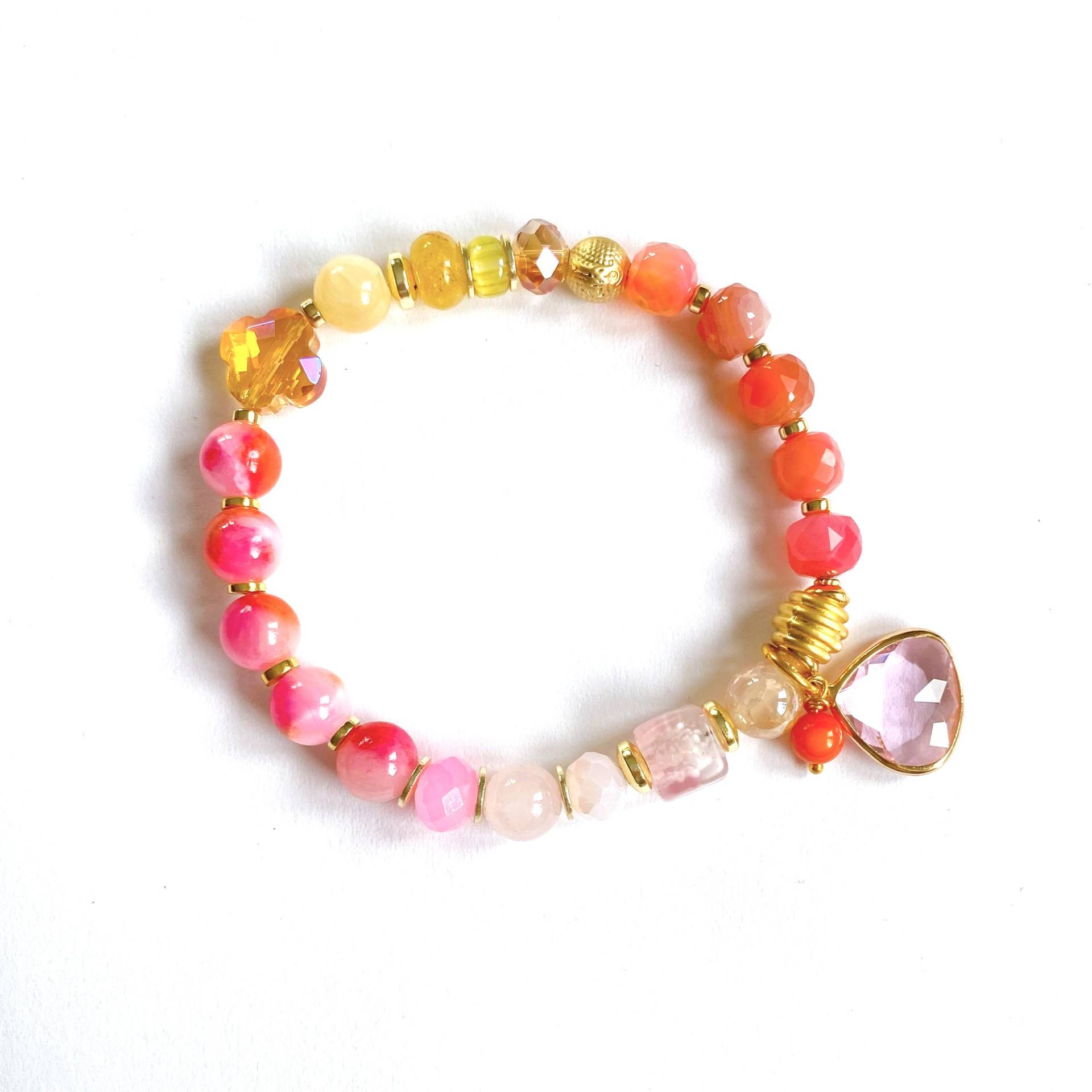 Boho Armband Pink-Orange-Gelb-Gold, Ibiza Style Boho Armband Pink-Orange-Gelb-Gold, Ibiza Style von Weibertraum