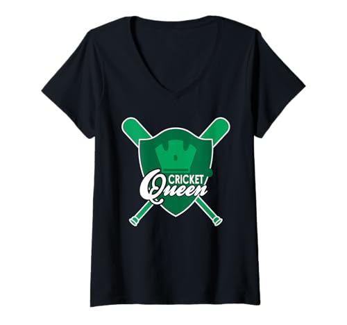 Damen Cricket Queen Lustiger Sport Humor für Spielerinnen T-Shirt mit V-Ausschnitt Damen Cricket Queen Lustiger Sport Humor für Spielerinnen T-Shirt mit V-Ausschnitt von Weibliche Cricketfans und Sportfreunde