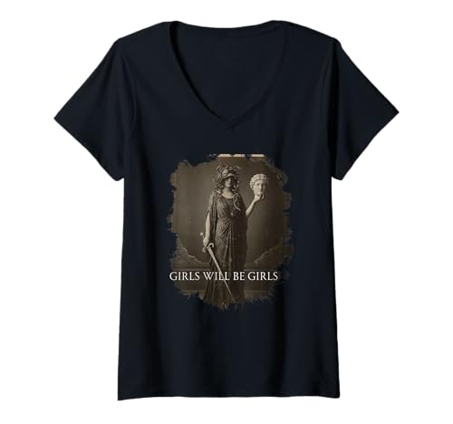 Damen Mädchen Wird Mädchen weibliche Medusa lustige Feministin T-Shirt mit V-Ausschnitt Damen Mädchen Wird Mädchen weibliche Medusa lustige Feministin T-Shirt mit V-Ausschnitt von Weibliche Medusa lustige feministische Ideen