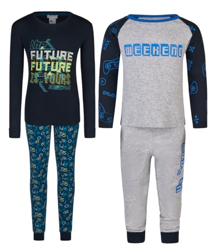 2er Pack Kinder Junge & Mädchen Pyjama 2-14 Jahre Schlafanzug weicher Hausanzug 4-teiliges Pyjamaset aus Warmer Baumwolle Winterset (DE/NL/SE/PL, Alter, 4 Jahre, Regular, P00-1) von Weichers