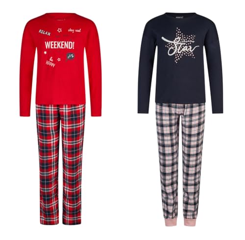 2er Pack Kinder Junge & Mädchen Pyjama 2-14 Jahre Schlafanzug weicher Hausanzug 4-teiliges Pyjamaset aus Warmer Baumwolle Winterset (DE/NL/SE/PL, Alter, 7 Jahre, 8 Jahre, Regular, P00-2) von Weichers