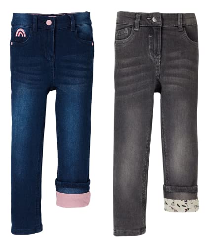 2er Pack Kinder Thermohosen Gr. 92-110 Jeanshose Kleinkinder Jeans 2-6 Jahre Mädchen Jungen Hose warm gefüttert Winterhose kuschelig (as3, Numeric, Numeric_104, Rainbow-Grey, Gerade) von Weichers