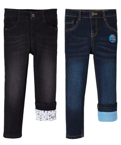 2er Pack Kinder Thermohosen Gr. 92-110 Jeanshose Kleinkinder Jeans 2-6 Jahre Mädchen Jungen Hose warm gefüttert Winterhose kuschelig (as3, Numeric, Numeric_92, Blau-Schwarz, Gerade) von Weichers