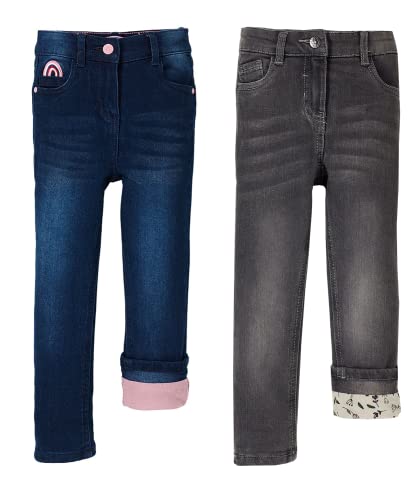 2er Pack Kinder Thermohosen Jeanshose Jeans Mädchen Jungen Hose warm gefüttert Winterhose kuschelig 92-158 (as3, Numeric, Numeric_92, Regular, Rainbow-Grey, 92, Gerade) von Weichers