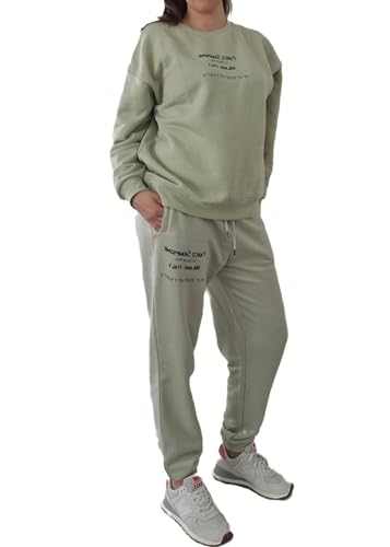 Damen Baumwoll Hausanzug PulloverKleid Jogginganzüge Hoodie Jogginghose 2-Teilig kuschelig Kapuzenpullover Sweatshirt gefüttert Hosen (DE/NL/SE/PL, Alphanumerisch, L, Regular, Regular, G01) von Weichers