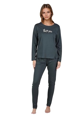 Damen Pyjama S-XL Set Hose Oberteil langes Schlafanzugset aus Baumwolle zweiteilig Nachtwäsche weicher Hausanzug (Farbe 02, L) von Weichers