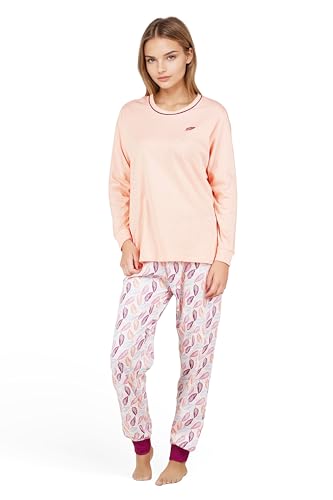Damen Pyjama S-XL Set Hose Oberteil langes Schlafanzugset aus Baumwolle zweiteilig Nachtwäsche weicher Hausanzug (Farbe 03, M) von Weichers