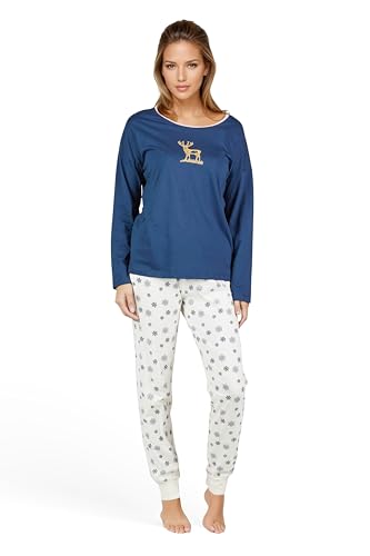 Damen Pyjama S-XL Set Hose Oberteil langes Schlafanzugset aus Baumwolle zweiteilig Nachtwäsche weicher Hausanzug (Farbe 04, XL) von Weichers