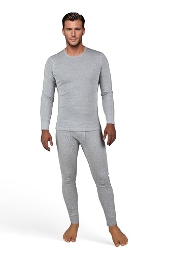 Herren Baumwoll Thermo Unterwäsche lang Winter Wäsche 2-teiliges Set Lange Hose + Sweatshirt weich, wärmend und formstabil (G1, L) von Weichers