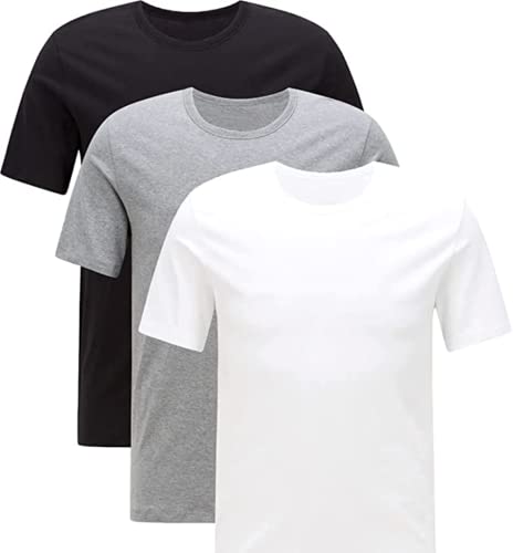 Herren Tank Top (8-Pack) Unterhemd Shirt Baumwolle Achselhemd Feinripp Gr M-XXXL (L, Schwarz-Weiß-Grau) von Weichers