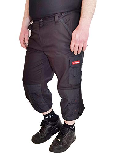 Weichers 3/4 Piratenhose mit verstärkten Nähte 340 g/m² Herren Cargo Kurze Arbeitshose Montagehose Sicherheitshose Schutzhose Arbeitsschutzbekleidung mit Kniepolstertaschen (102, Schwarz 000D) von Weichers