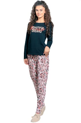 Weichers Damen Pyjama Schlafanzug-Set lang Schlafanzug Baumwolle Langarm Set Nachtwäsche Zweiteiliger Pyjama Anzug (XL, Rosa) von Weichers