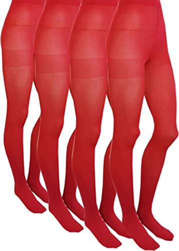 Weichers Vorteilspack 4er Pack Damen Strumpfhose Demen Leggings blickdichte Strumpfhose Strumpfhose mit muster 80 Den 60 Den 40 Den (46-48, 4 Paar Rot) von Weichers