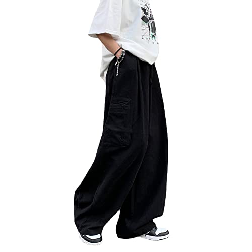 Gothic Harajuku Cargohose Y2K Frauen Weites Bein Jogger Hippie Streetwear Loose Baggy Hose, schwarz, XX-Large von Weierpidan
