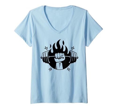 Damen Hantel Muskel Gewichtheben Gewichtheben Geschenke Gewichtheber T-Shirt mit V-Ausschnitt Damen Hantel Muskel Gewichtheben Gewichtheben Geschenke Gewichtheber T-Shirt mit V-Ausschnitt von Weightlifting Muscle Co