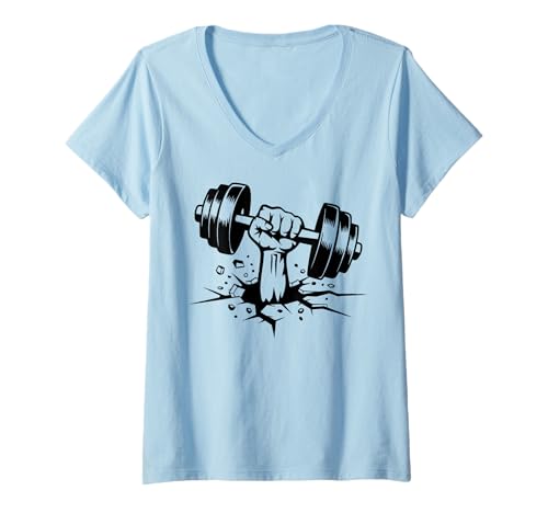 Damen Hantel Muskel Gewichtheben Gewichtheben Geschenke Gewichtheber T-Shirt mit V-Ausschnitt Damen Hantel Muskel Gewichtheben Gewichtheben Geschenke Gewichtheber T-Shirt mit V-Ausschnitt von Weightlifting Muscle Co