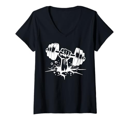 Damen Hantel Muskel Gewichtheben Gewichtheben Geschenke Gewichtheber T-Shirt mit V-Ausschnitt Damen Hantel Muskel Gewichtheben Gewichtheben Geschenke Gewichtheber T-Shirt mit V-Ausschnitt von Weightlifting Muscle Co