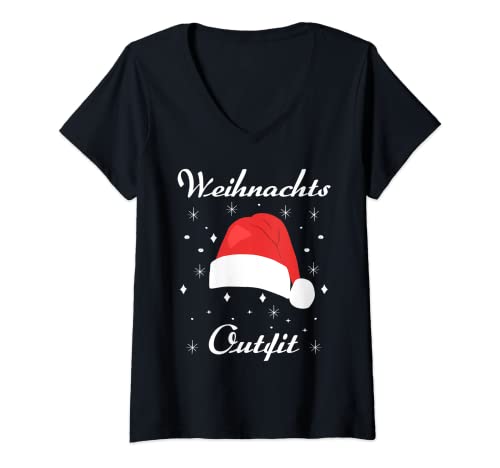 Damen Weihnachtsoutfit 2021 Weihnachten Outfit Familie Lustig T-Shirt mit V-Ausschnitt Damen Weihnachtsoutfit 2021 Weihnachten Outfit Familie Lustig T-Shirt mit V-Ausschnitt von Weihnachten 2021 Lustiges Weihnachtsoutfit Familie