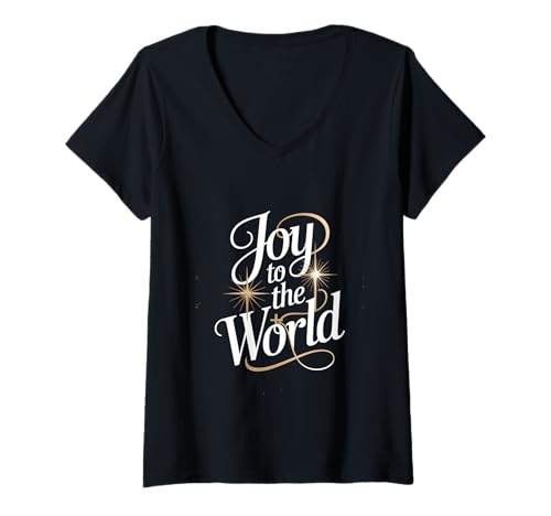 Damen Joy to The World Weihnachten Advent Sternenfreude T-Shirt mit V-Ausschnitt Damen Joy to The World Weihnachten Advent Sternenfreude T-Shirt mit V-Ausschnitt von Weihnachten Advent Christliche Freude
