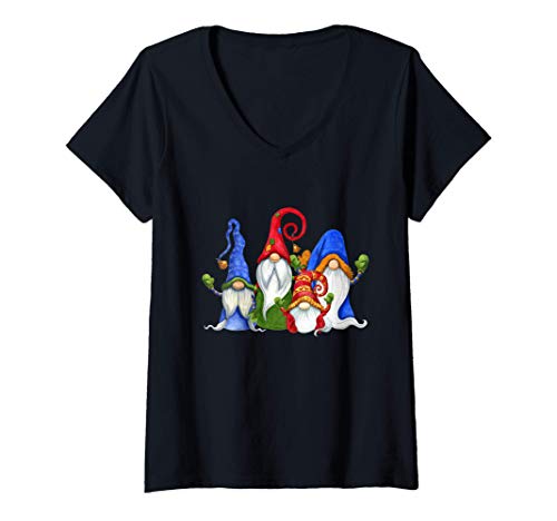 Damen Weihnachten Xmas Christmas Gnome Wichtel Weihnachts T-Shirt mit V-Ausschnitt Damen Weihnachten Xmas Christmas Gnome Wichtel Weihnachts T-Shirt mit V-Ausschnitt von Weihnachten Christmas Wichtel Co.