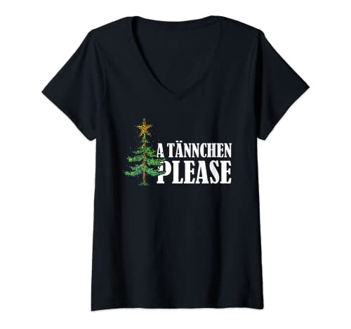 Damen Ä Tännchen please Weihnachtsbaum Christbaum Weihnachten Xmas T-Shirt mit V-Ausschnitt von Weihnachten Christmas Xmas Tree Weihnachtsbaum