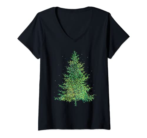 Damen Weihnachtsbaum Christbaum Tannenbaum Weihnachten Xmas Tree T-Shirt mit V-Ausschnitt von Weihnachten Christmas Xmas Tree Weihnachtsbaum