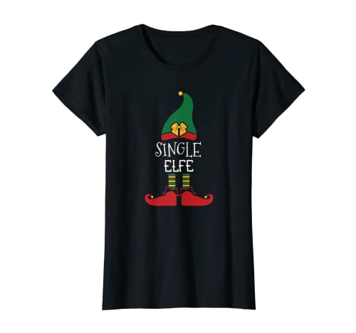 Damen Single Elfe Weihnachten Familienoutfit Elfenkostüm T-Shirt Damen Single Elfe Weihnachten Familienoutfit Elfenkostüm T-Shirt von Weihnachten Elf Partnerlook Familien Outfits