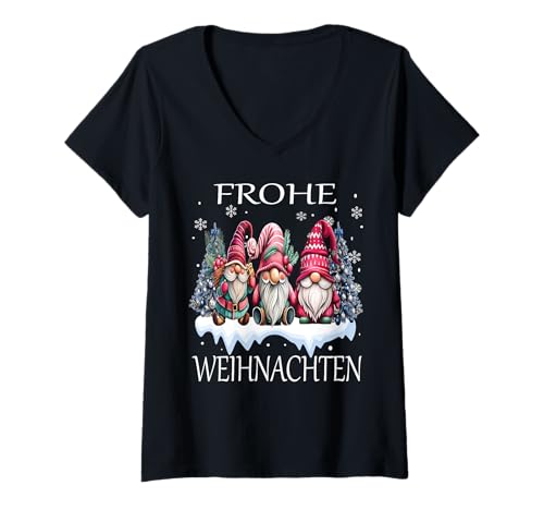 Damen Lustige Weihnachtswichtel Weihnachten Wichtel Christmas Gnom T-Shirt mit V-Ausschnitt von Weihnachten Familie Bekleidung Damen Herren Kinder