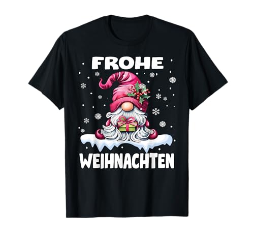 Weihnachten Familie Bekleidung Damen Herren Kinder - Lustige Weihnachtswichtel mit Schneeflocken - Unisex T-Shirt, Schwarz, S, Kurzarm, V-Ausschnitt, Cartoon, Weihnachten, Familien, Winter von Weihnachten Familie Bekleidung Damen Herren Kinder