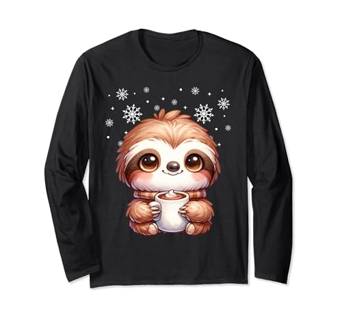 Faultier Kakao Weihnachten Familien Outfit Kinder Weihnachts Langarmshirt von Weihnachten Familie Herren Damen Kinder Bekleidung