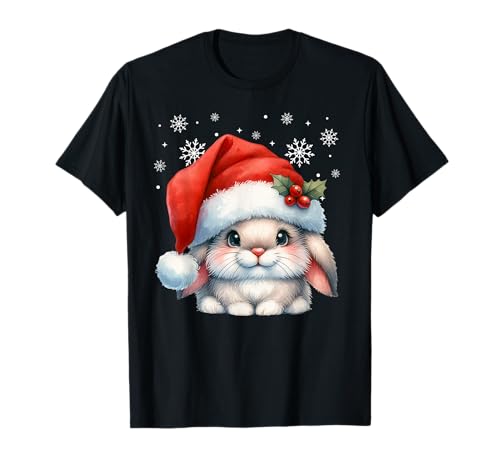 Weihnachten Familie Damen Kinder T-Shirt Hase Weihnachts Outfit Mädchen Schwarz Cartoon X-mas Winter Kleines S von Weihnachten Familie Herren Damen Kinder Bekleidung