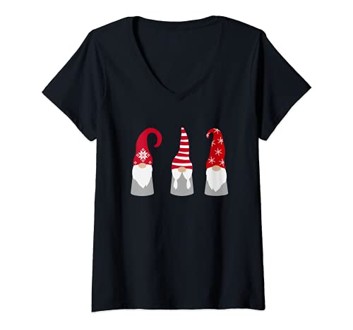 Damen Wichtel Partnerlook Familien Deko Lustige Outfit Weihnachten T-Shirt mit V-Ausschnitt von Weihnachten Familienoutfit Wichtel Zwerg Gnom Fun
