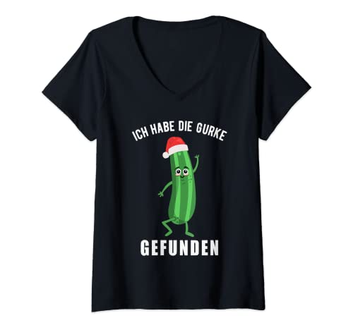 Damen Ich habe die Gurke gefunden Weihnachtsgurken Sieger Funny T-Shirt mit V-Ausschnitt Damen Ich habe die Gurke gefunden Weihnachtsgurken Sieger Funny T-Shirt mit V-Ausschnitt von Weihnachten Heiligabend Spiel Lustige Geschenke