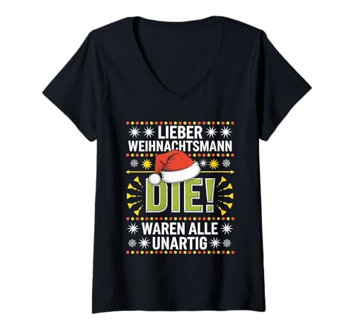Damen Lieber Weihnachtsmann Die Waren Alle Unartig Spaß T-Shirt mit V-Ausschnitt Damen Lieber Weihnachtsmann Die Waren Alle Unartig Spaß T-Shirt mit V-Ausschnitt von Weihnachten Humor Lustiger Geschenke Spaß