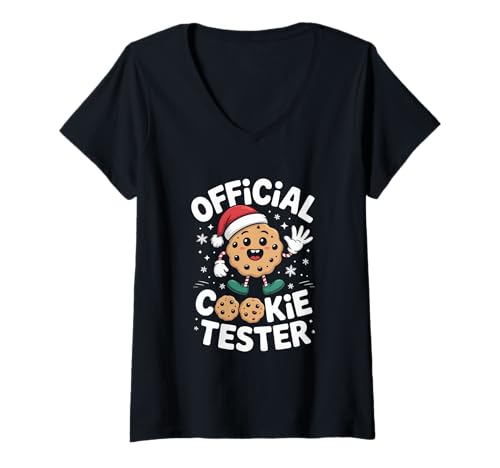 Damen Official Cookie Tester Weihnachten Plaetzchen Spass T-Shirt mit V-Ausschnitt Damen Official Cookie Tester Weihnachten Plaetzchen Spass T-Shirt mit V-Ausschnitt von Weihnachten Keks Tester Plaetzchen Santa Humor