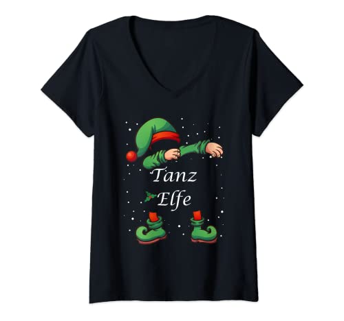 Damen LUSTIGES TANZ ELFE WEIHNACHTEN PARTNERLOOK ELFE T-Shirt mit V-Ausschnitt Damen LUSTIGES TANZ ELFE WEIHNACHTEN PARTNERLOOK ELFE T-Shirt mit V-Ausschnitt von Weihnachten Partnerlook Elfen Geschenke & Ideen