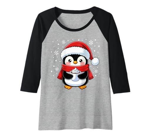 Damen Pinguin Weihnachten Weihnachtsmann Süßer Pinguin Liebe Raglan Damen Pinguin Weihnachten Weihnachtsmann Süßer Pinguin Liebe Raglan von Weihnachten Pinguin TShirt Kinder Damen Geschenk