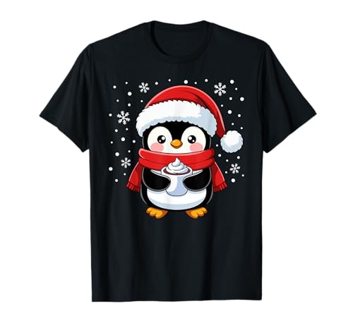 Weihnachten Pinguin T-Shirt Damen & Kinder - Liebe Pinguin Design - Schwarz - S (Klein) von Weihnachten Pinguin TShirt Kinder Damen Geschenk
