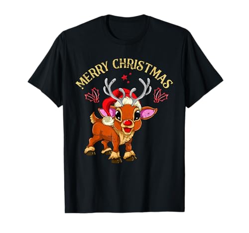 Frohe Weihnachten Tier Geschenk für Kinder Rentier T-Shirt Frohe Weihnachten Tier Geschenk für Kinder Rentier T-Shirt von Weihnachten Rentier T-Shirts & Geschenkideen