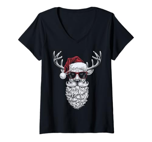 Damen Cooles Weihnachtsshirt Cooler Weihnachtsmann Weihnachten T-Shirt mit V-Ausschnitt Damen Cooles Weihnachtsshirt Cooler Weihnachtsmann Weihnachten T-Shirt mit V-Ausschnitt von Weihnachten Shirt Nikolaus Weihnachtsoutfit Lustig